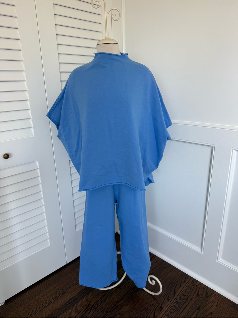 Frank & Eileen Periwinkle Blue Poncho-Style Top and Wide-Leg Pants Set